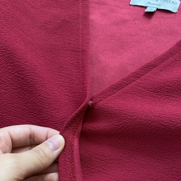 Madewell Texture & Thread Red Crepe Wrap Top - Picture 11 of 14